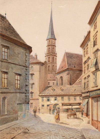 Blick von der Stallburggasse zur Michaelerkirche von Carl Wenzel Zajicek